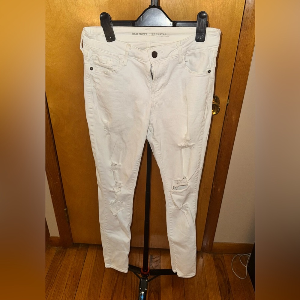 Old Navy White Distressed Skinny Jeans